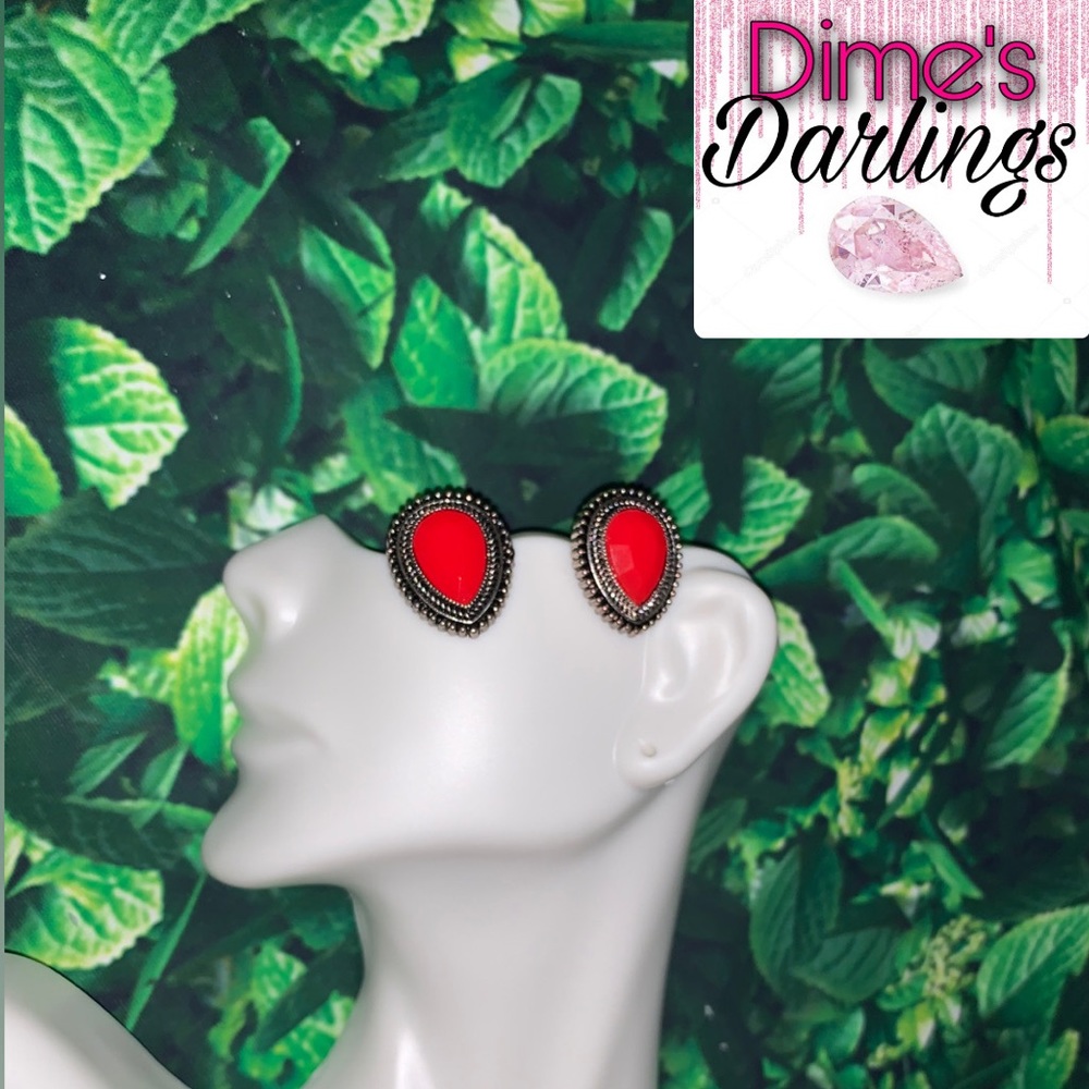 Red Clip On Earrings